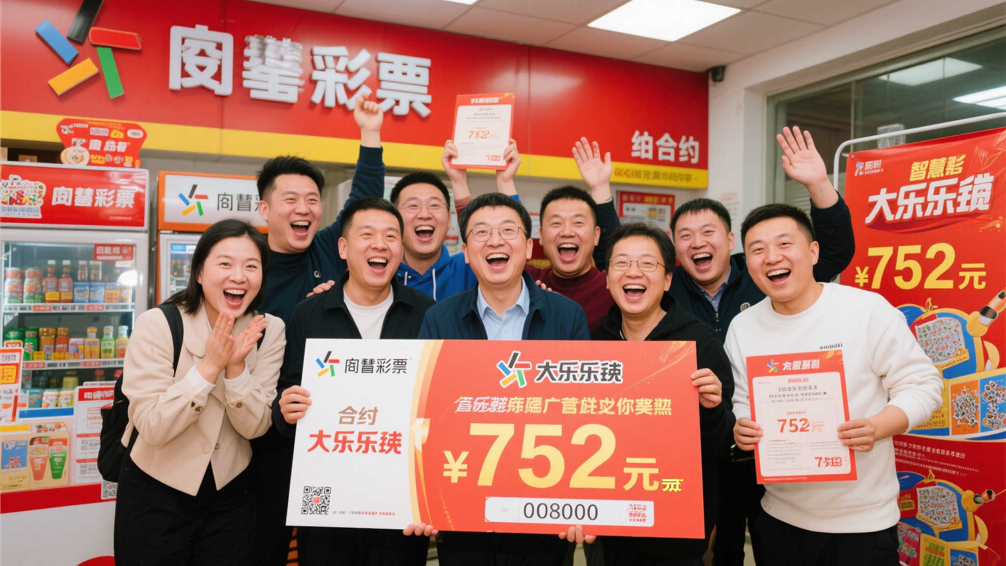 想象一下，当彩票中奖的喜讯传来，752万